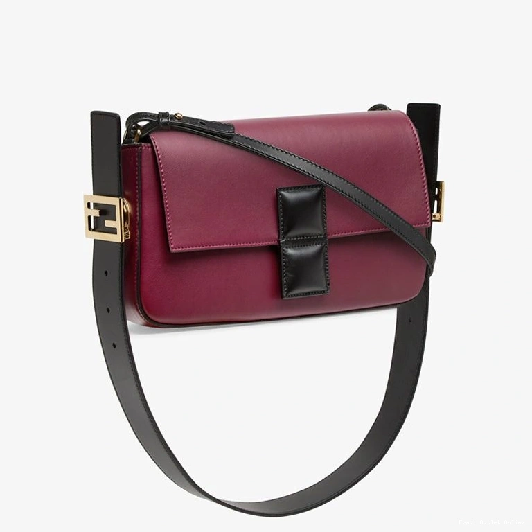 Affordable Fendi Medium Leather Burgundy Nappa In Baguette Bag Twist 0807